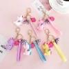 Korean-style cute unicorn car keychains, silicone dinosaur keychains, men's and women's bags, pendants, creative small gifts details Picture